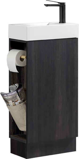 JINDOLI 16“ Bathroom Vanity with Sink Combo for Small Space, Small Wall Mounted Bathroom Vanity with Small Bathroom Sink, with 2 Toliet Paper Holders