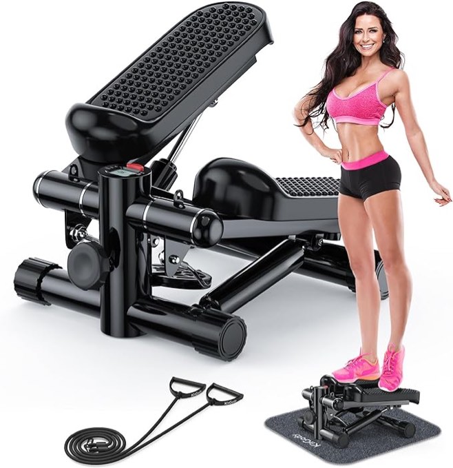KitGody Mini Steppers for Exercise, Stair Stepper 330 lb Capacity, Workout Stepper Machine for Exercise at Home, Step Machine with Resistance Bands