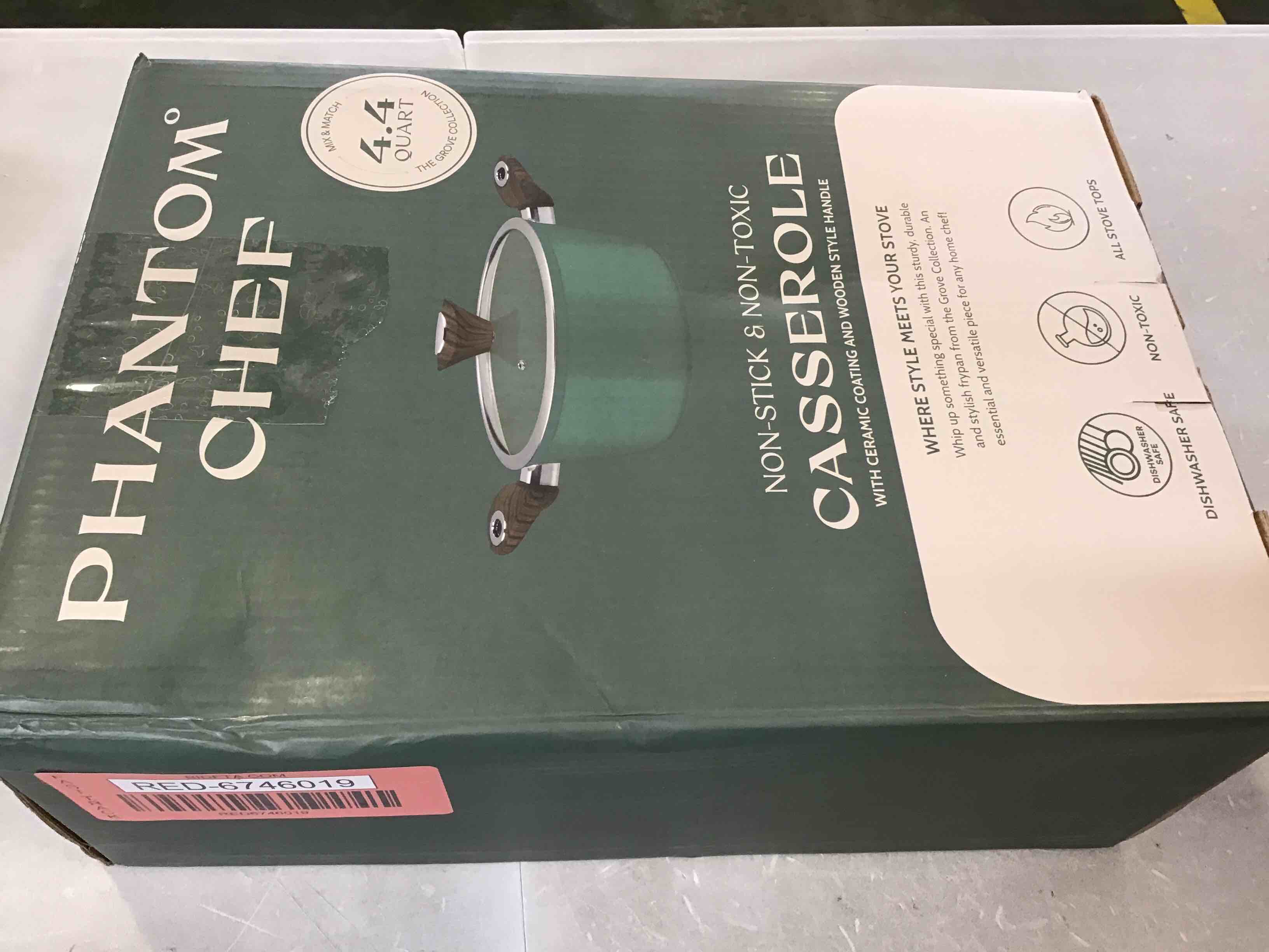 Phantom Chef 4.4 QT Casserole Stockpot Aluminum Body NonStick