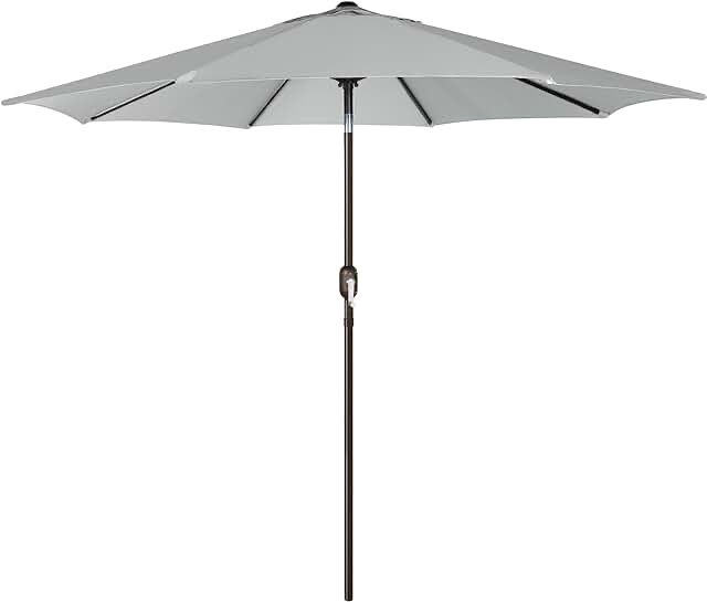 Blissun 10' Rectangular Patio Umbrella Outdoor Market Table Umbrella with Push Button Tilt and Crank (Grey)