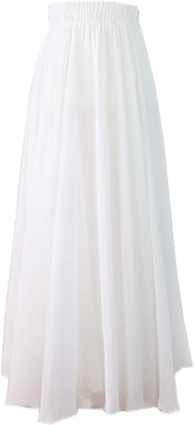 Women Retro Vintage Double Layer Chiffon Pleat Maxi Long Skirt Dress