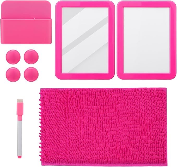 Ctosree El Kit de accessorios para casillero  18 piezas incluye papel tapiz magnetico espejo alfombra  Pizarra 