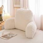 A Nice Night Faux Fur Reading Pillow Bed Wedge Large Adult Children Backrest with Arms Back Support for Sitting Up in Bed/Couch for Bedrest,Ivory Ivory Standard