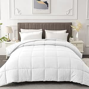 Full Comforter Duvet Insert - All Season White Comforters Full size - Quilted Down Alternative Bedding Comforter with Corner Tabs - Winter Summer Fluffy Soft - Machine Washable