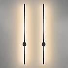 Neatfi Modern LED Indoor Wall Light, 2700-5000-3000K Color Temperature, 1289-1330 Lumens, 15W, Rotatable Matte Finish, Set of 2 Wall Sconce for Living Room, Bedroom (Black, 39 Inch LED)