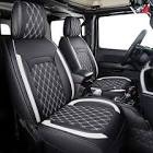 Aierxuan Jeep Wrangler JK JL 4-Door Seat Covers Full Set Custom Fit 2007-2024 Unlimited X Rubicon 392 Sahara Willys Sport High Altitude 4X4 Truck Pickup Waterproof Leather (Full Set/Black-W) Full Set/BLACK-White
