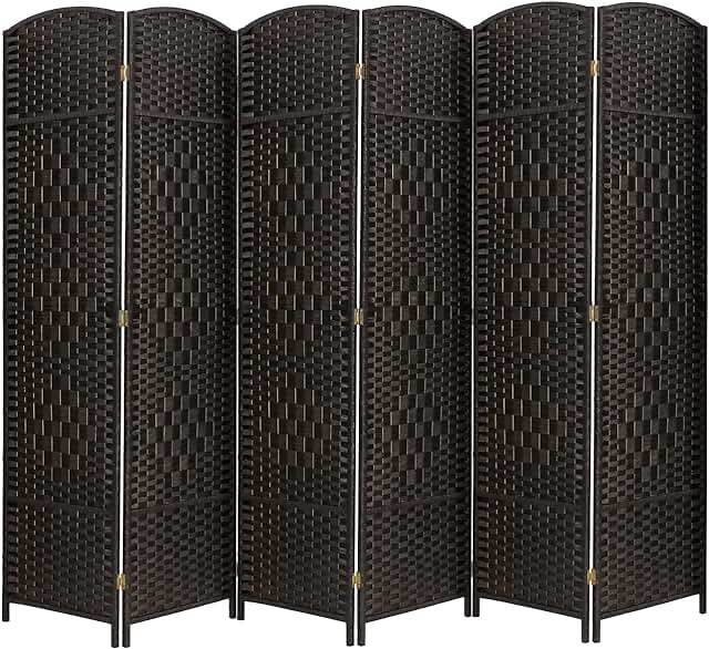 6 Panel Folding Privacy Screen, 10 ft. Extra Wide Partition Room Divider Portable Office Walls Dividers Room Separator, Black