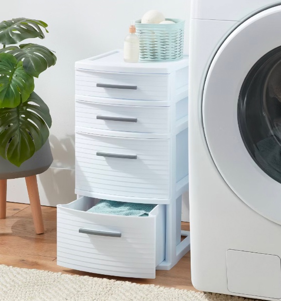 4 Drawer Medium Tower White/Clear - Brightroom