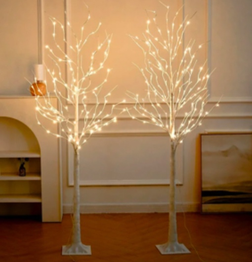 NOWSTO Lighted Birch Tree, 2 Pack 6 Feet 144 Warm White Lights, Prelit White Artificial Christmas Trees for Indoor Outdoor Decor Garden Wedding Party Bedroom Decoration