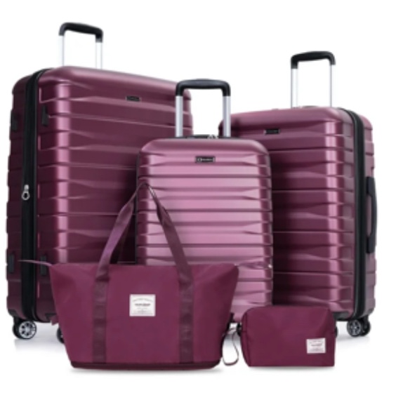 Tripcomp Luggage Sets 5 Piece,Hardside Travel Luggage set (20/24/28) with TSA Lock,Expandable Suitcase Set with Spinner Wheels.(Wine Red)