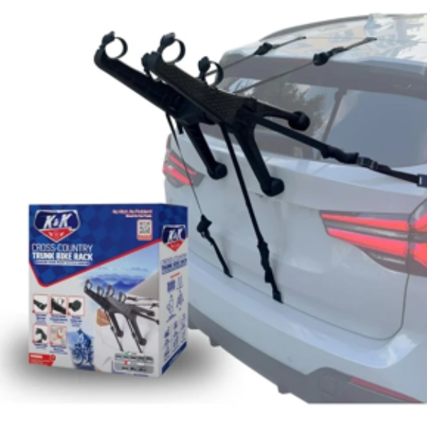 KNK Boutique Cross-Country Trunk 2-Bike Rack Exterior Automotive Accessory, Black