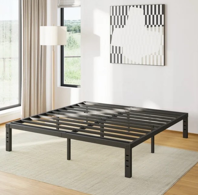 COMASACH 14 inch King Bed Frame, Easy Assembly, No Box Spring Needed, Heavy Duty Metal Platform King Size, Noise Free, Black