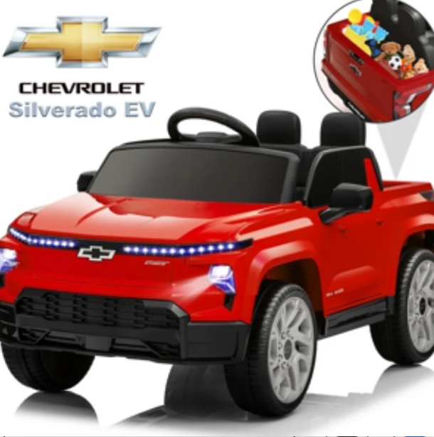 Chevrolet Silverado EV 12V Kids Ride on Car, Wisairt Battery Powered Electric Vehicle w/ Remote Control (Red)