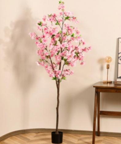 6ft Artificial Pink Cherry Blossom Tree in Black Pot, Faux Wishing Tree Indoor for Garden Office Party Wedding Hotel, Fake Plants for Office Home Decor