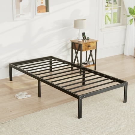 Heavy Duty Metal Twin Bed Frame with Under Bed Storage - 14 Inches High Sturdy Steel Slat Support No Box Spring Required Platform Bed Frame