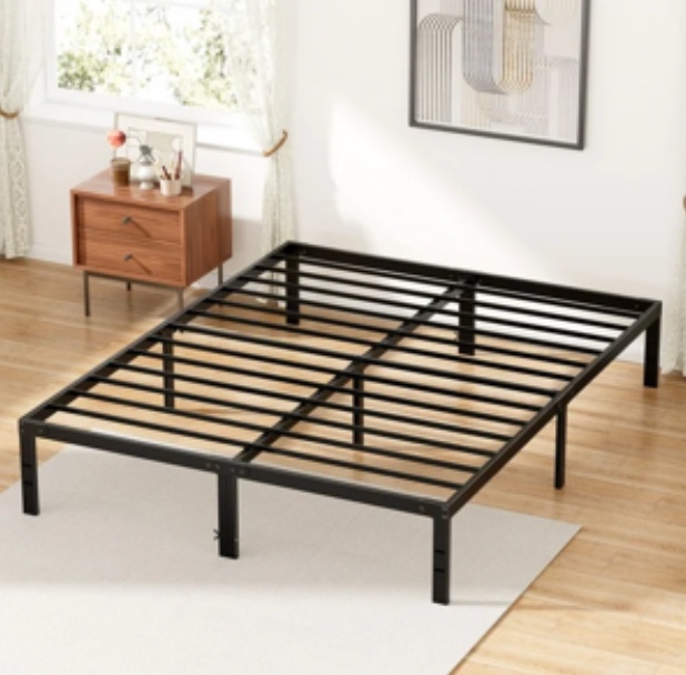 ZUNMOS Queen Bed Frame Heavy Duty Metal Platform with Storage Space Under Frame 14 Inches No Box Spring Needed Queen Size Bed Frame Black