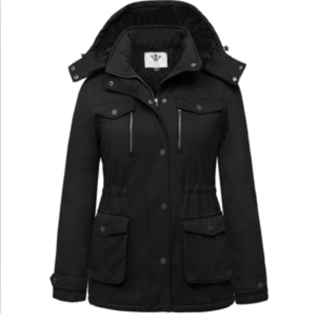 WenVen Women's Puffer Jacket Quilted Winter Coat Warm Hooded Winter Jacket, Black XL