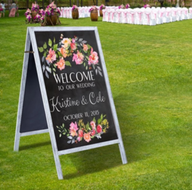 RHF 22" x 40" Standing Chalkboard Easel, Chalkboard Sign, A-Framed Sidewalk Sign,A-Frame Chalkboard Menu Sign Board Sidewalk Wedding Signage,White