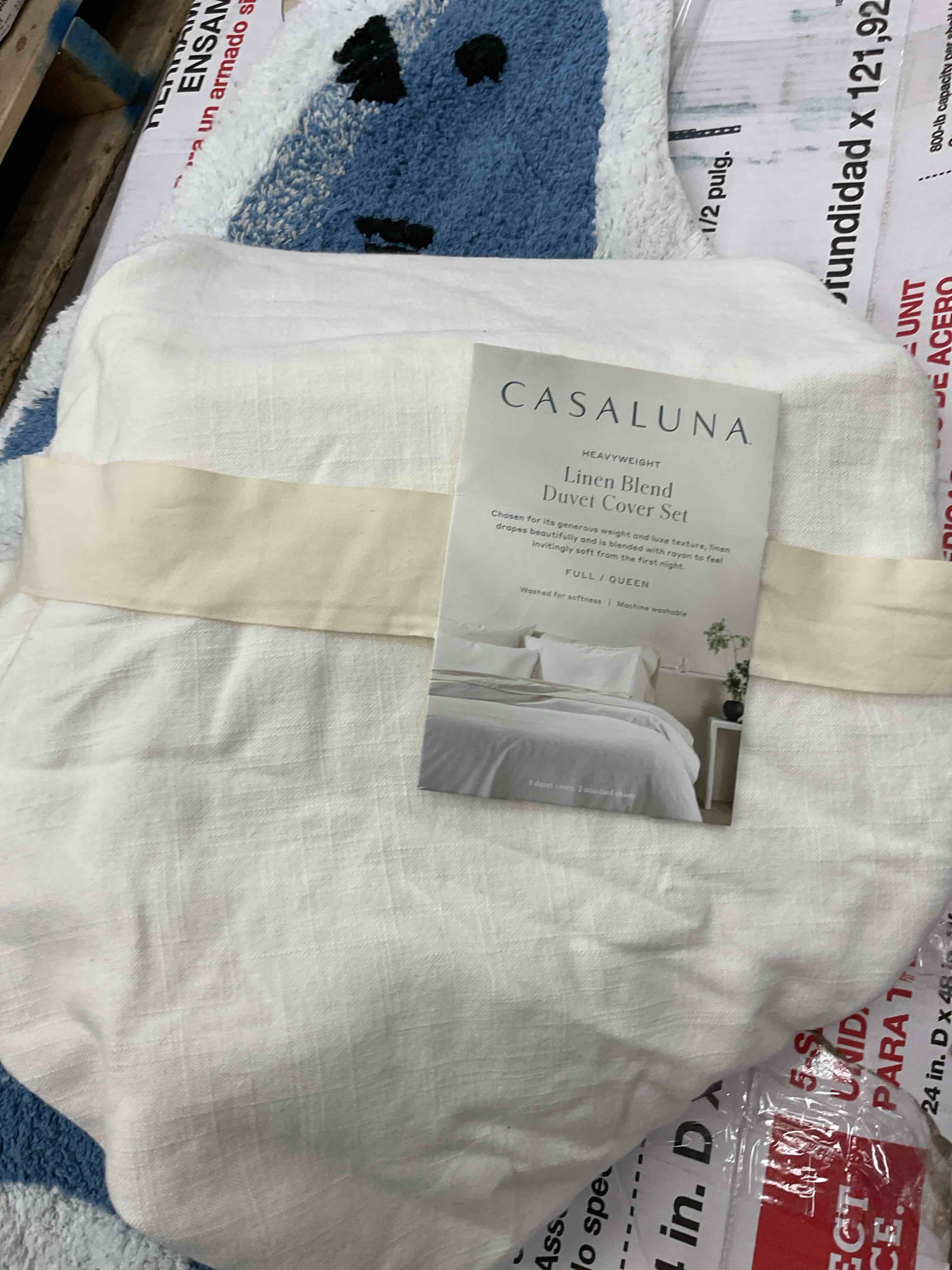 Full/Queen Heavyweight Linen Blend Duvet Cover & Sham Set White