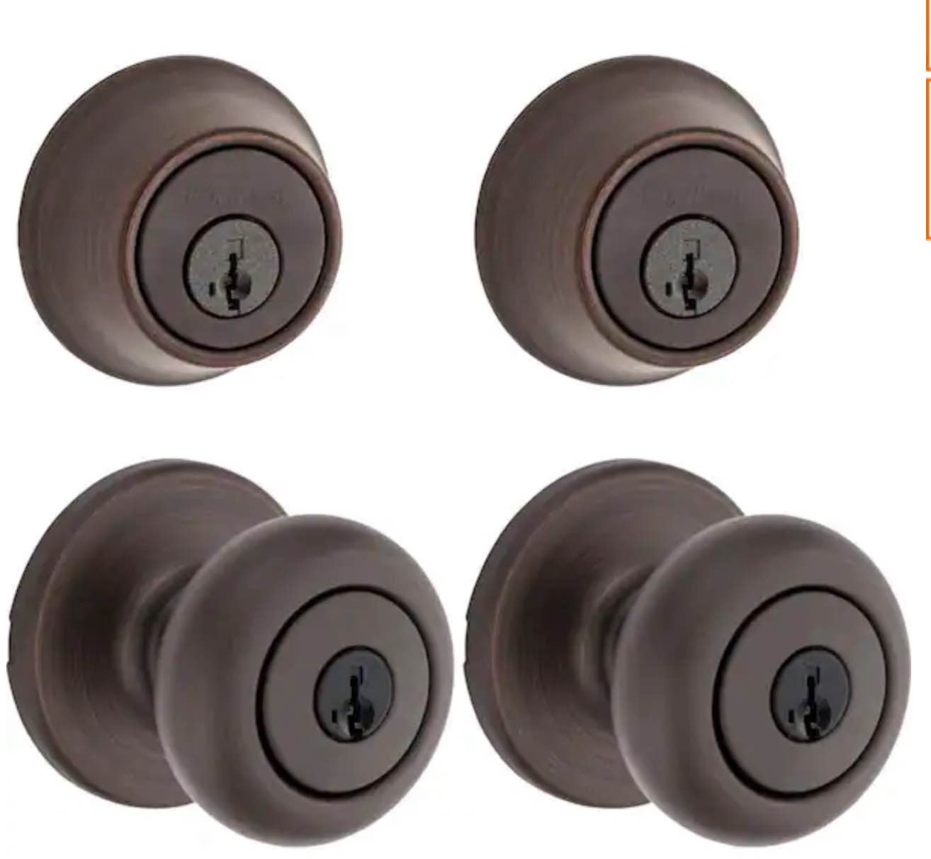 Kwikset Cove Venetian Bronze Keyed Entry Door Knob and Single Cylinder Deadbolt Project Pack featuring SmartKey and Microban