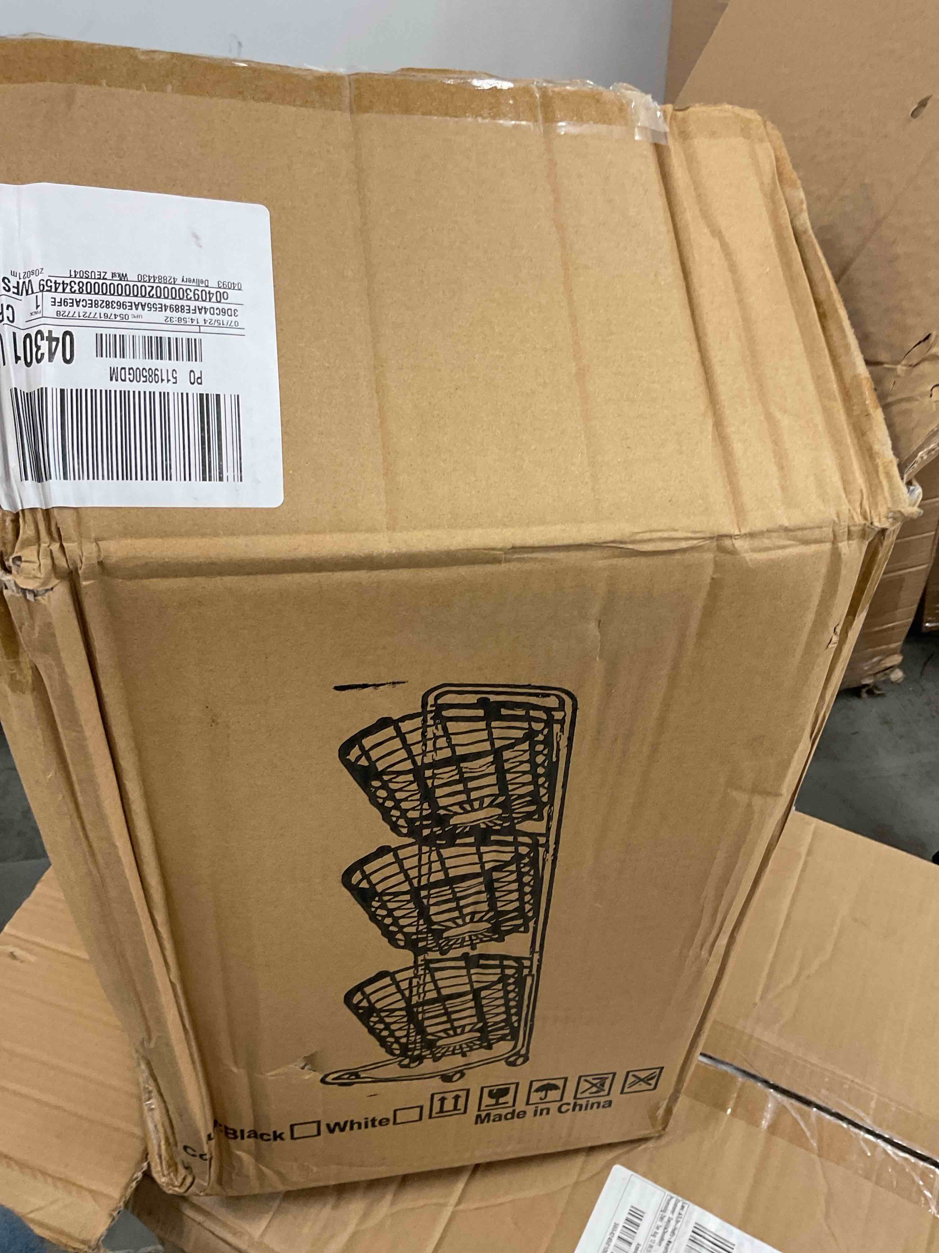 YOUPINS Removable 3 Tier Metal Rolling Laundry Basket Cart,Large