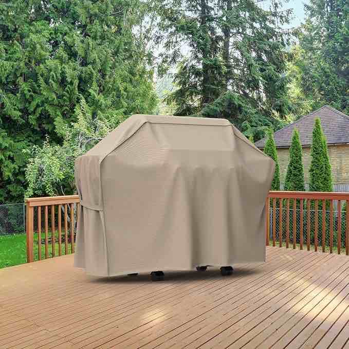 Budge NeverWet Mojave Patio BBQ Grill Cover, Black Ivory, Fits Grills 65" Wide