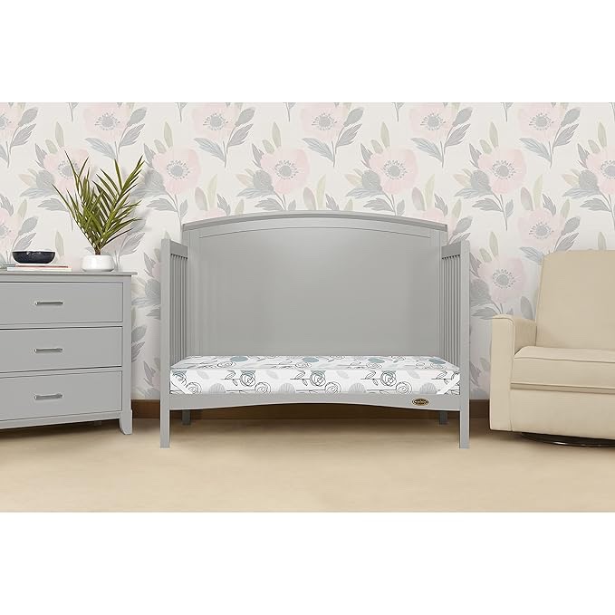 Dream On Me Floral Dreams Firm Fiber Standard Baby Crib Mattress in Rose Pink, Greenguard Gold and JPMA Certified, Fits Crib and Toddler Bed, Waterproof Vinyl Cover