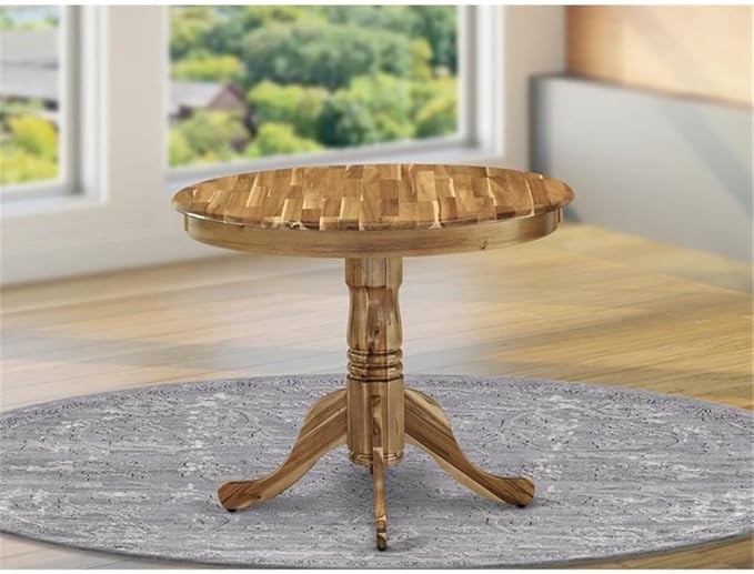 east west furniture antique acacia wood table pedestal 