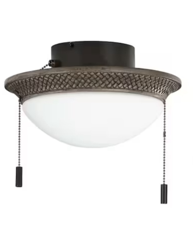 Harbor Breeze Tilghman II 11-in 2-Light Flush Mount Bronze LED Ceiling Fan Light Kit