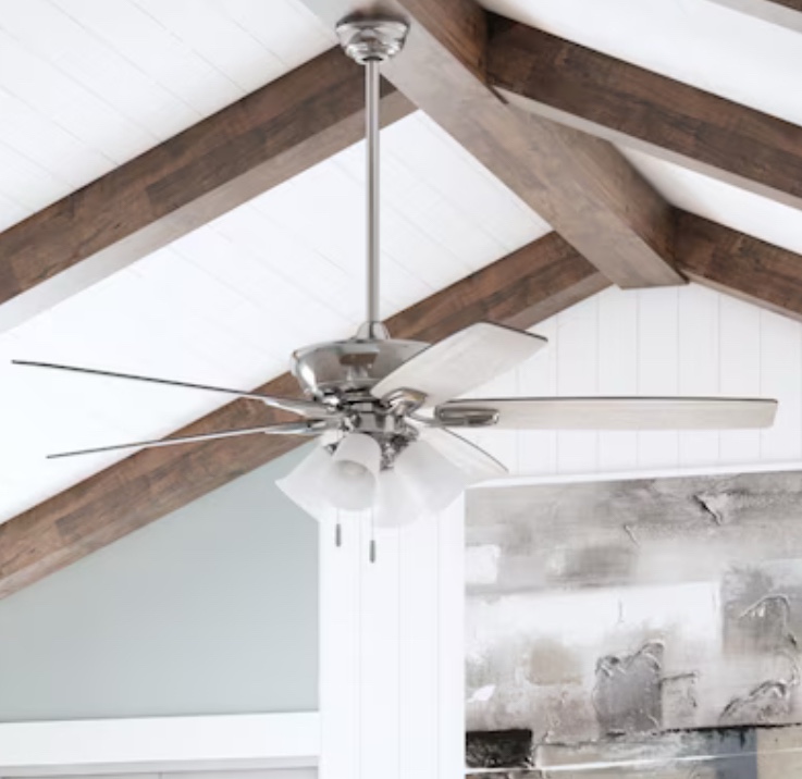 Harbor Breeze Macon Bay 62-in Brushed Nickel with Driftwood/Toffee Blades LED Indoor Ceiling Fan