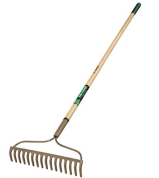 Truper Tru-Tough 59.75 in. 16 Tine Steel Bow Rake Wood Handle
