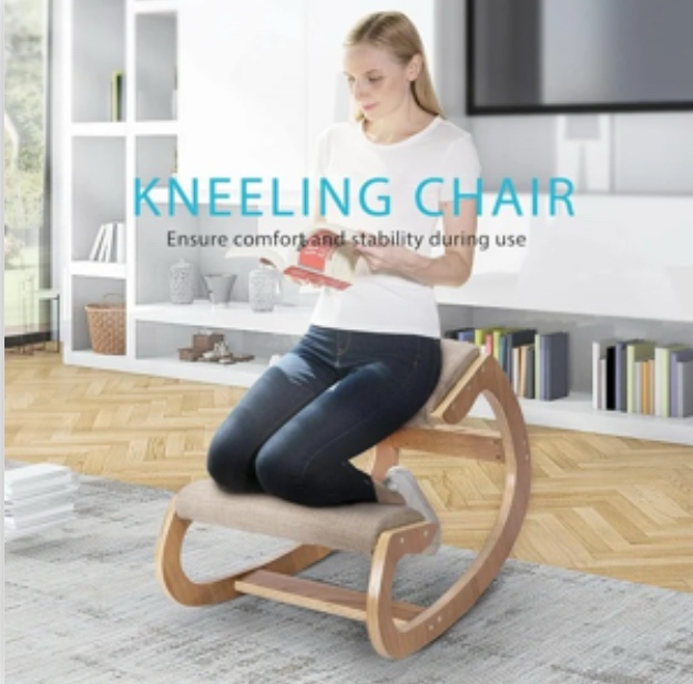 SPECSTAR Ergonomic Kneeling Chair,Rocking Stool Upright Posture for Home Meditation, Beige Linen Cusion