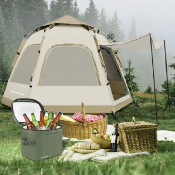 SUNOYAR 6-8 Person Tent with Removable Rain Fly and Carrying Bag  Water-Resistant  Easy Setup for Camping/Family Outdoor/Hiking/Backpacking/Beach