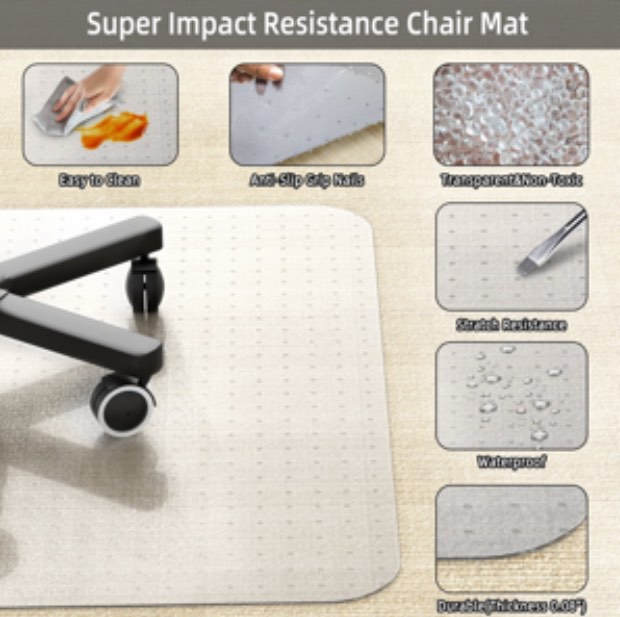 GPED Office Carpet Chair Mat, 36" x 48" Carpet Protector Mat with Lip for Home, Gaming 