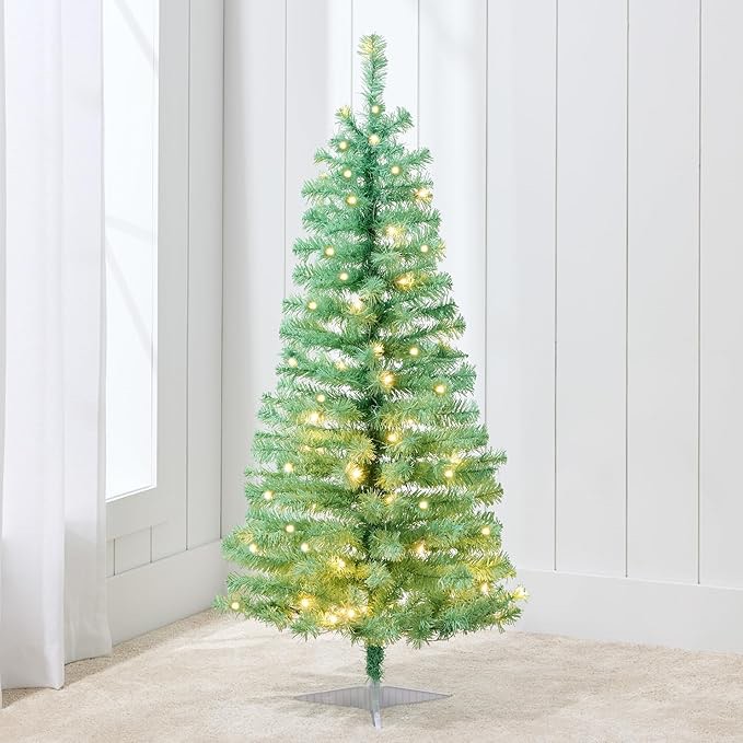 Best Choice Products 4ft Pre-lit Christmas Tree, Artificial Mini Tree Perfect for Kids, Apartments, Bedroom with Twinkling LED Lights - Green Spruce