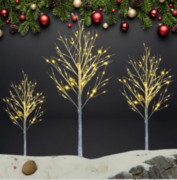 Ktaxon Lit Birch Tree 6ft, Mini Christmas Tree with 96 LED Lights, Front Porch Little Tree, Indoor & Outdoor Decoration