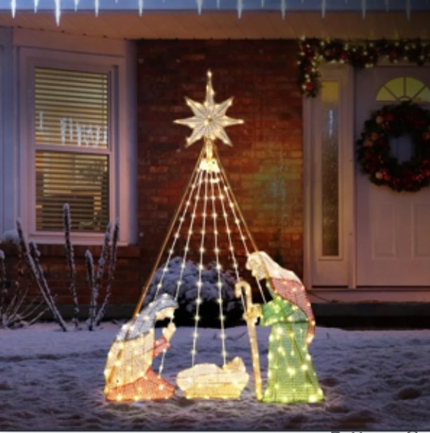 UBesGoo 6ft Outdoor Nativity Set Light-Up Nativity Scene Christmas Decoration Christmas Outdoor Decor,220 LED