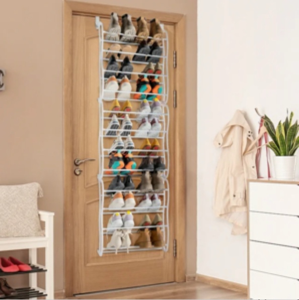 Zimtown 36 Pair Over-The-Door 36 Pair 12 Layers Shoe Rack Metal & Plastic Frame Wall Hanging Closet Organizer Holder Closet Storage