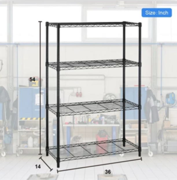 BestOffice 4 Shelf Wire Shelving Unit Garage NSF Wire Shelf Metal Storage Shelves Heavy Duty Height Adjustable for 1000 lbs Capacity Black