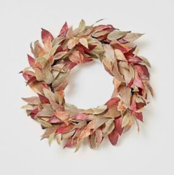 Eucalyptus Artificial Wreath-Red-: Faux Polyester Leaves, 26" Unlit Indoor Decor - Threshold™ designed with Studio McGee