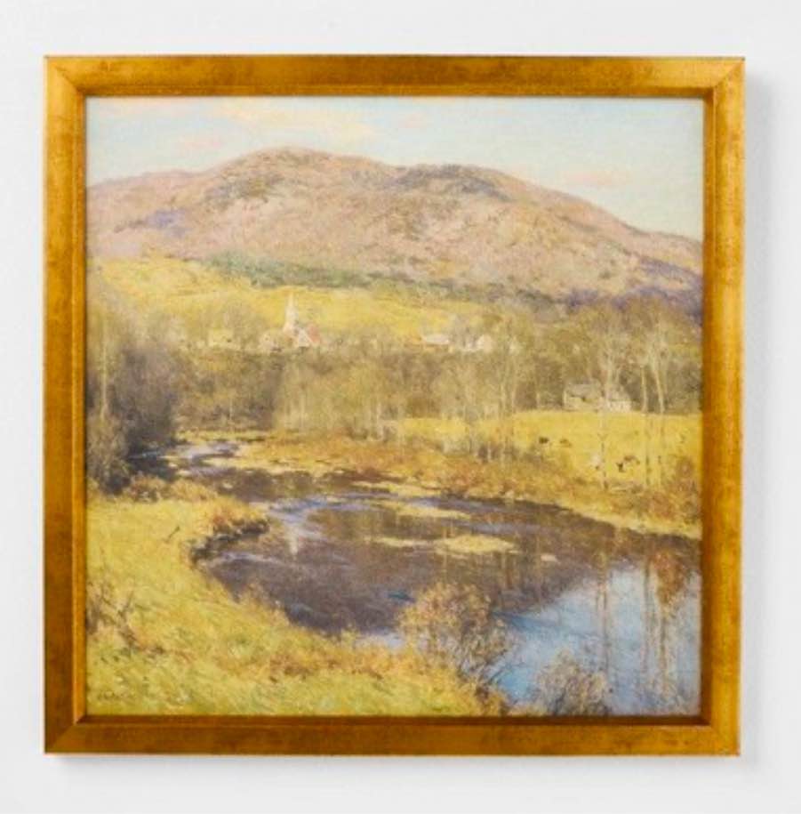 18"x18" Mountain Landscape Framed Wall Art: Gold Frame, Canvas Material - Threshold™ designed w/Studio McGee