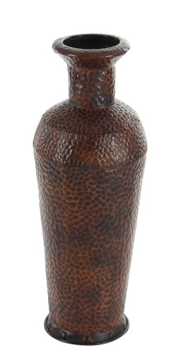 Deco 79 Metal Decorative Vase Indoor Outdoor Tall Floor Bottleneck Centerpiece Vases with Bubble Texture and Studs, Set of 3 Flower Vases for Home Decoration 50" ( Dark brown )
