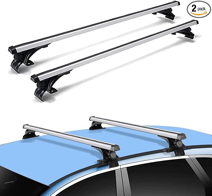 Universal Roof Rack Adjustable 48" Cross Bars, Upgraded Aluminum Alloy Car Roof Rack Carrier Holders Brackets, for Ski Luggage Rack Kayak Bike Canoe Snowboard Cargo Basket,165LB/75KG Capacity