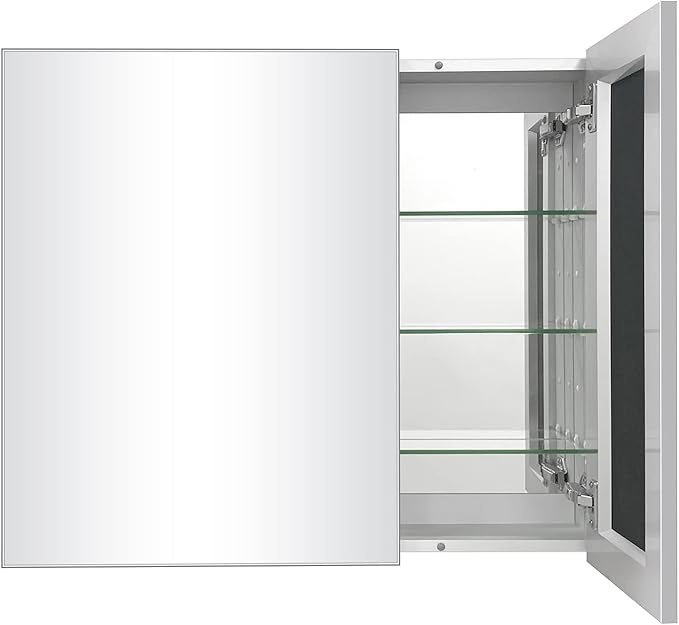 Bathroom Medicine Cabinet with Farmhouse Silver Metal Framed