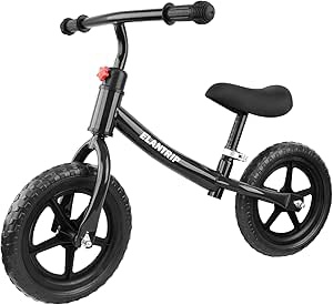 Elantrip Kid Balance Bike, Birthday Gift Toys for 1-3 Year Old Boys and Girls, No Pedal Bikes for Kids with Adjustable Handlebar and seat balance bike steel-black