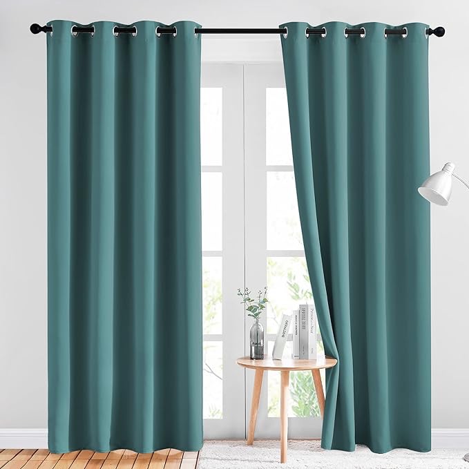 NICETOWN Living Room Curtains 84 inch Long - Grommet Blackout Thermal Insulated Room Darkening Sound Blocking Window Treatments for Children Room/Bedroom, 2 Panels, Dry Rose, W52 x L84