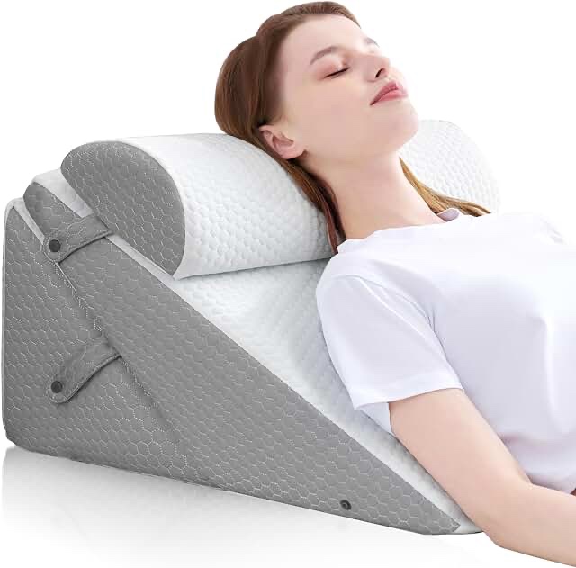 Forias Wedge Pillows Set for Sleeping Bed Wedge Pillow for After Surgery 9&12 Inch Adjustable Triangle Pillow Wedge with Premium Half-Moon Memory Foam Bolster Pillow for Acid Reflux Gerd Snore Relax