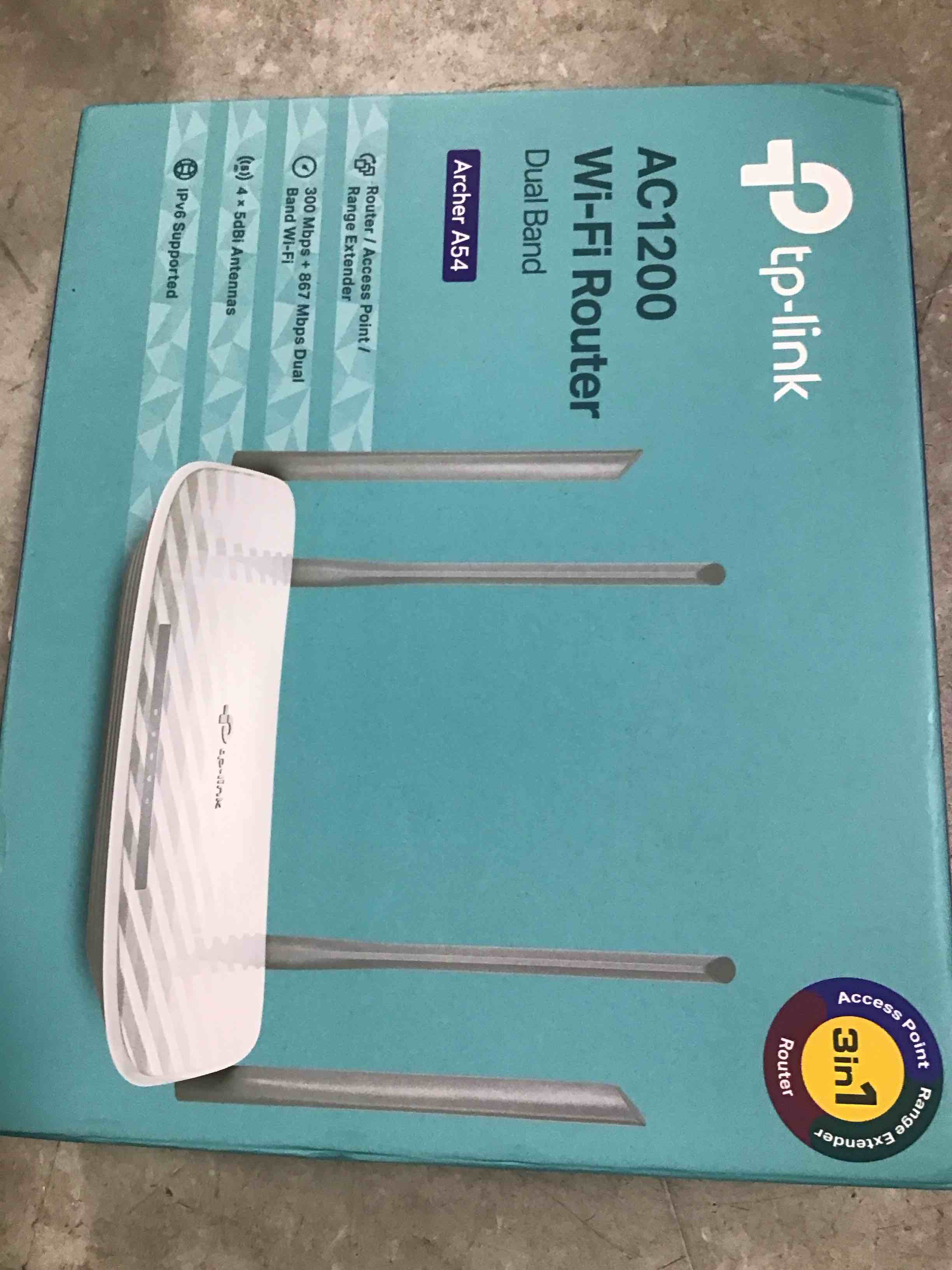 TP-Link AC1200 WiFi Router (Archer A54) - Dual Band Wireless Internet Router, 4 x 10/100 Mbps Fast Ethernet Ports, Supports Guest WiFi, Access Point Mode, IPv6 and Parental Controls