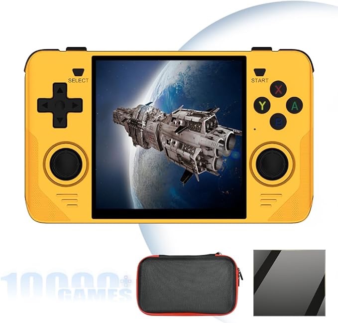 X70 Handheld Game Console 7.0 inch Pro Retro Games Consoles Classic Video Games Pad Style Preinstalled System Built-in Rechargeable Battery Gaming Consoles 64GB Fluorescent Yellow