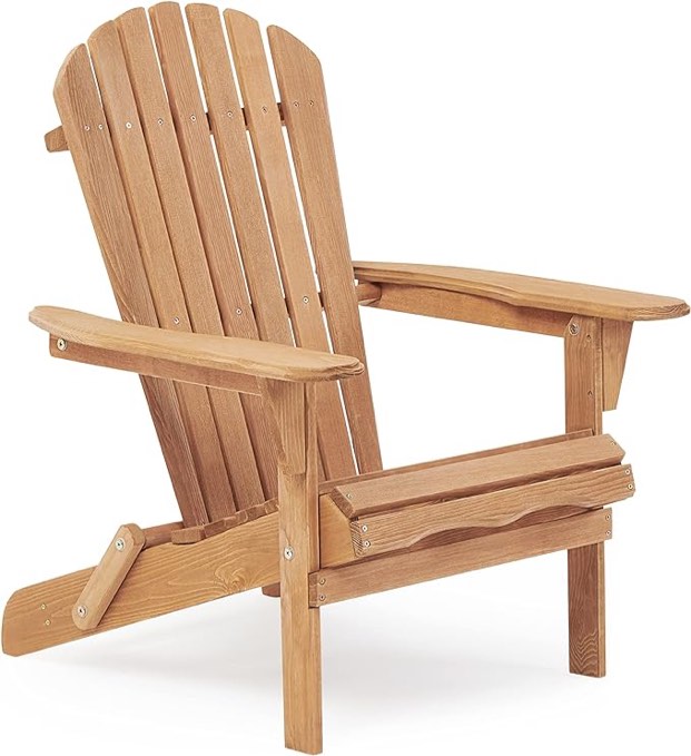 Folding Adirondack Chair Half Pre-Assembled, Outdoor Wood Patio Chair for Garden/Backyard/Firepit/Pool/Beach/Deck